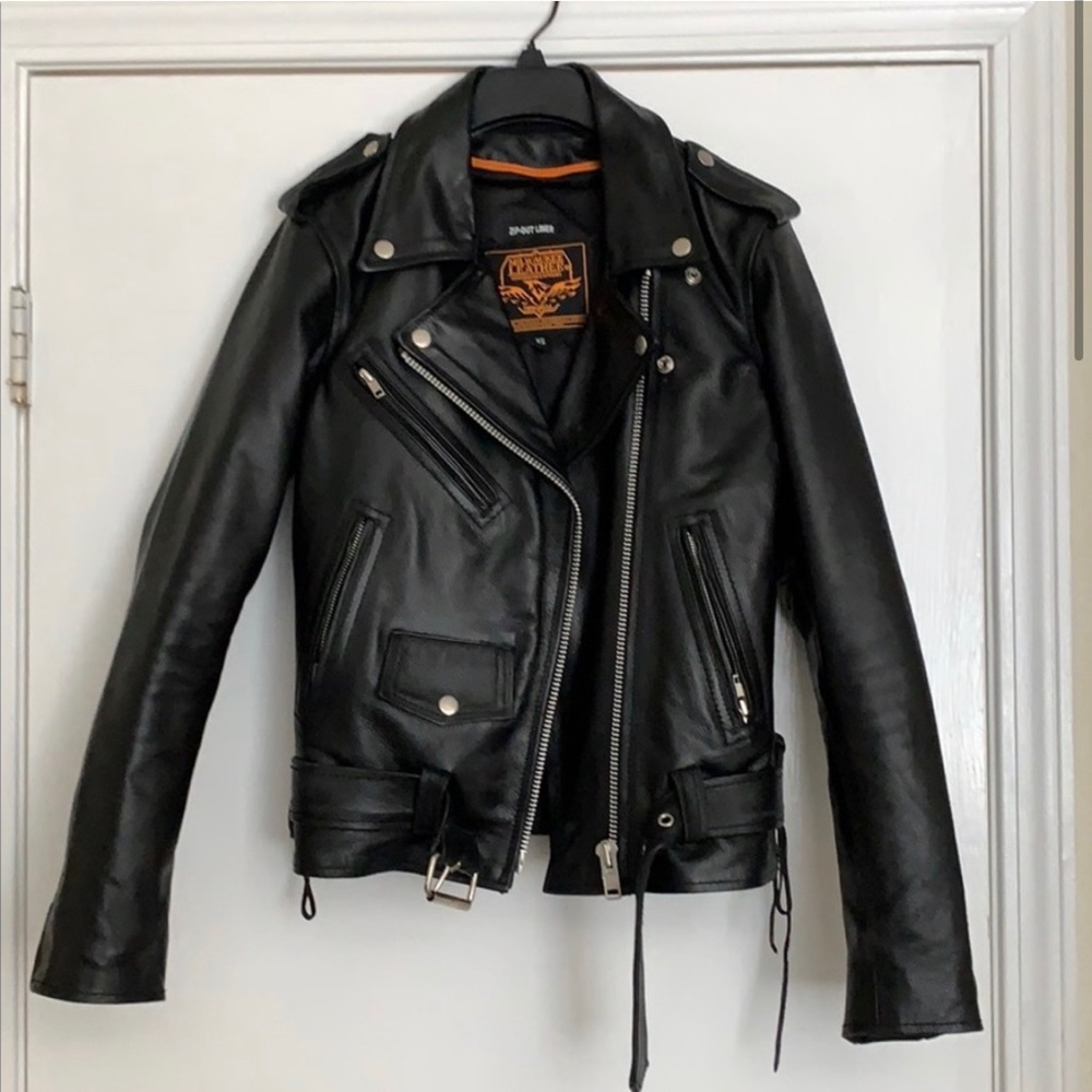 Leather biker jacket
